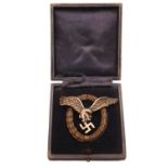 Luftwaffe Pilots Badge by C E Juncker in Original Box of Issue. Good quality two piece example of