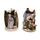 Paul- Louis Cyffle 1724 - 1806 Belgian Pair of Rare Pottery figures entitled The Savetier &