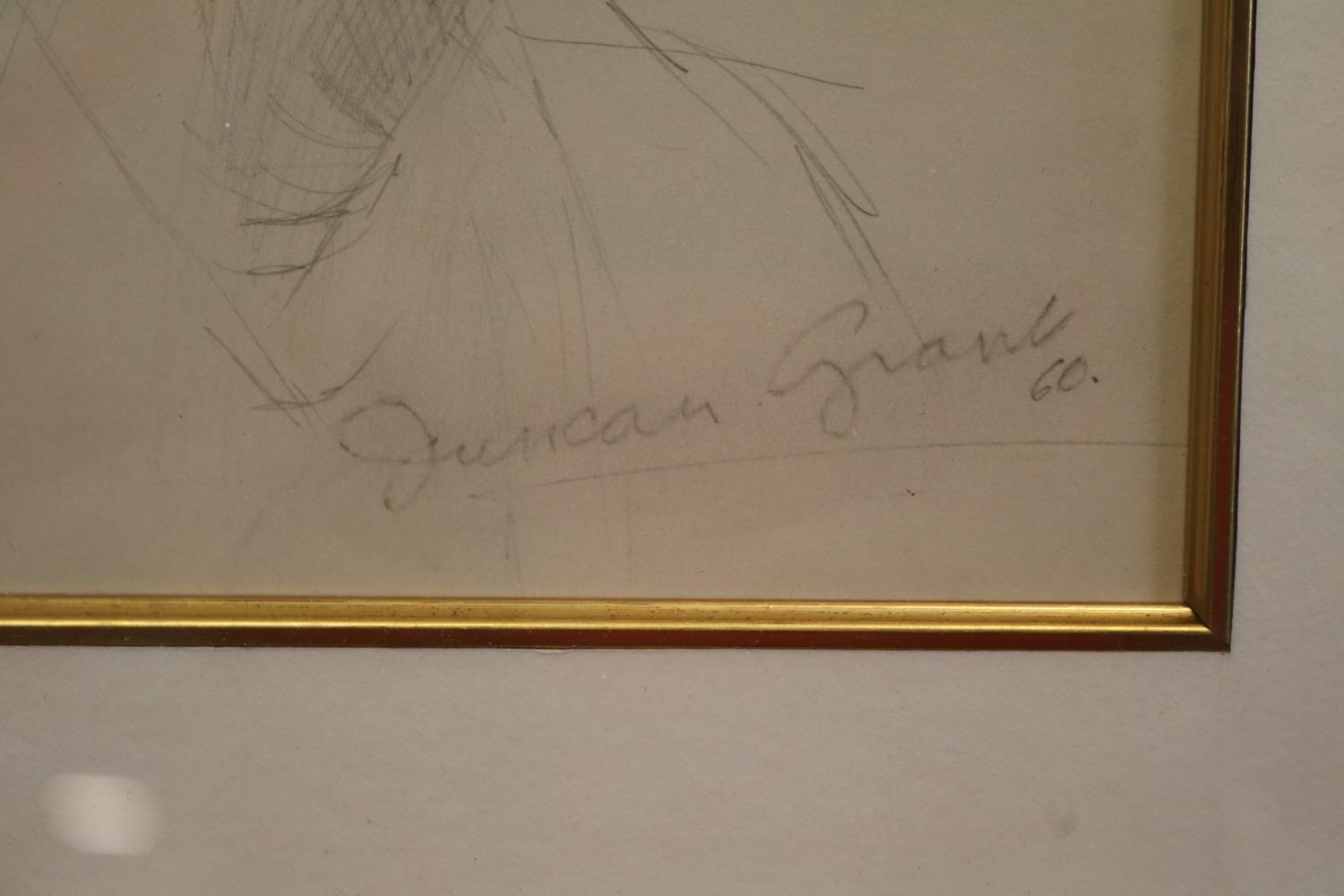 Duncan Grant (Scottish, 1885-1978). Pencil sketch portrait of an unknown lady sitter signed and - Image 3 of 3