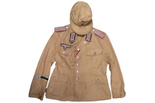 WWII German Third Reich Panza officers African corps tunic with cap dated 1941