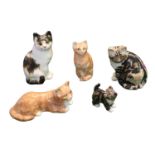 Collection of 5 Winstanley Cats to include Tortoiseshell & Ginger Cat with Glass eyes (5) 10 cm to