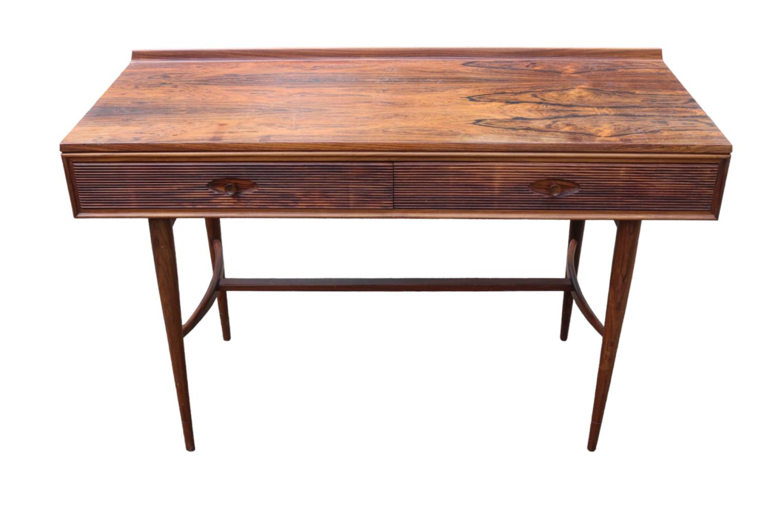 Robert Heritage for Archie Shine Console table Rosewood veneered 2 drawer with textured drawers over