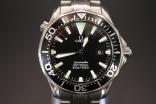 Omega Seamaster Professional 300m, Swiss quartz movement with black enamelled bezel and dial. 41mm