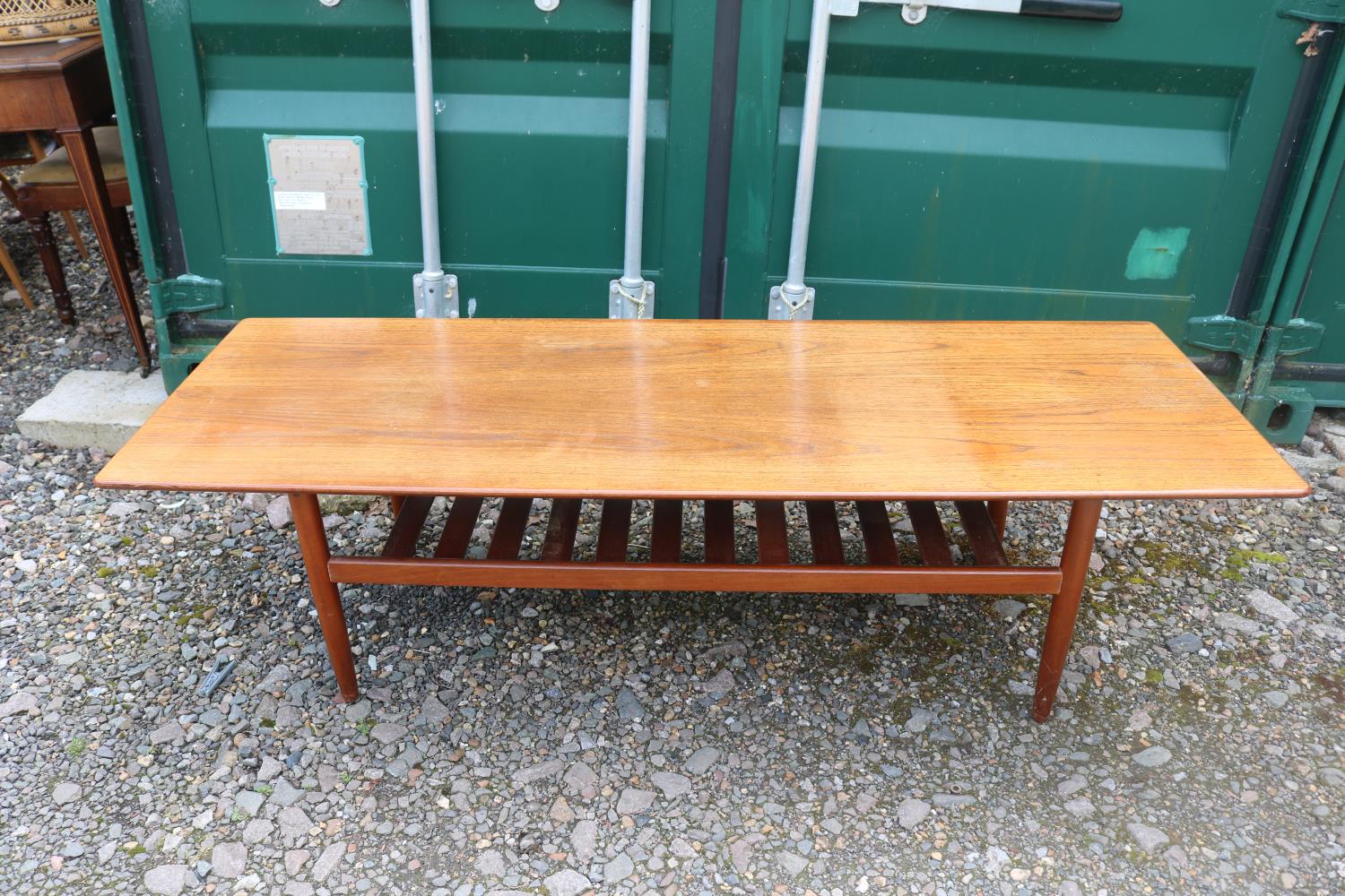 Rare Extra Large G-Plan Coffee table with slatted under tier. 161cm in Length - Image 2 of 4