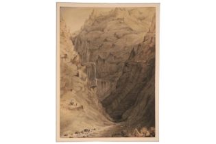 Augusta Sarah Napier (1826 - 1897) Watercolour depicting the British Army against the Khyber Pass.