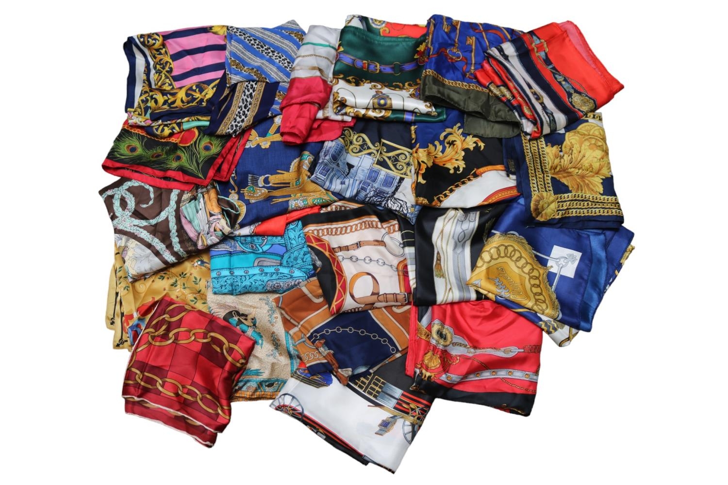 Large Collection of Hermes Style and Handmade Scarves (Approx. 40)
