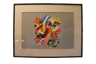 Alberto Burri (Italian, 1915-1995) Ltd edition 1/199 screenprint entitled Flags of the world, signed