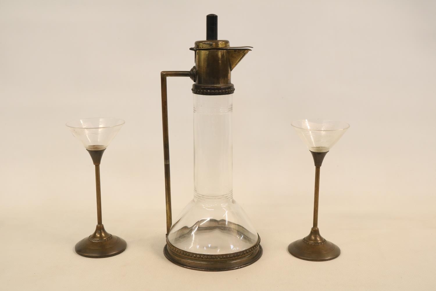 Late 19th century Secessionist Jugendstil, Art Nouveau liquor decanter and two matching glasses - Image 2 of 7