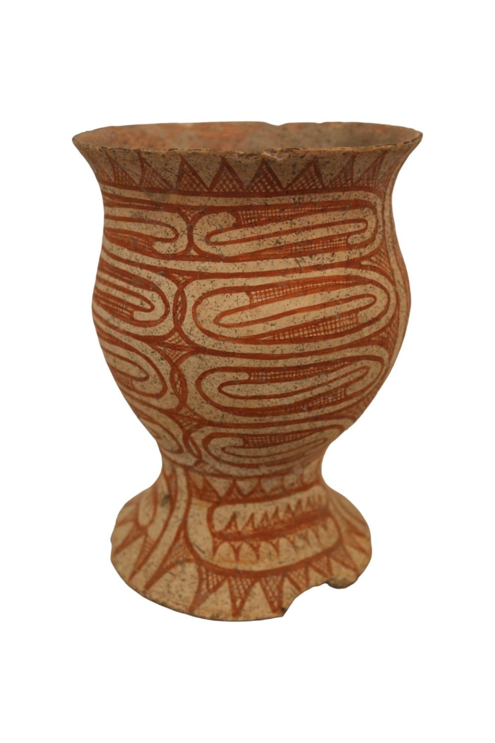 Ban Chiang Thai Ceramic Middle Period 900 - 300 BC. Vase of Ovoid form with flared base with two
