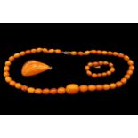 Graduated Butterscotch Amber Necklace of 43 Hand knotted beads 25.6g total weight from 8mm to 16.