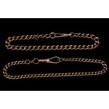 Matched pair of 9ct Gold watch chains with lobster clasps both 20cm in Length. 22.8g total weight