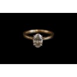 18ct Gold Ladies Oval Facetted Diamond ring 1.00ct claw set size K. 2.8g total weight