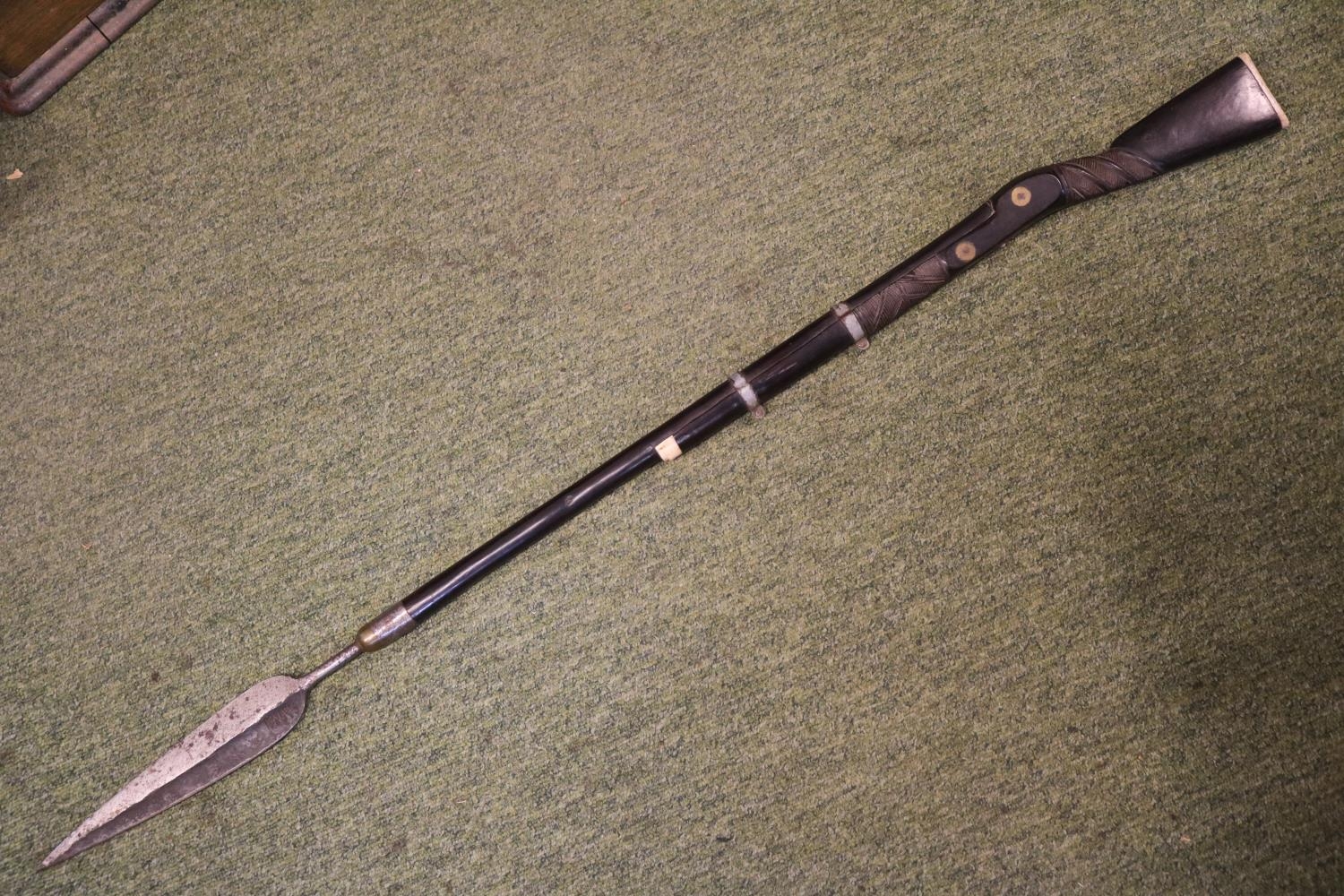 Rare and Unusual 19th Century Zulu Spear “Assegai” Carved to Resemble Martini Henry Rifle, the spear - Image 2 of 3