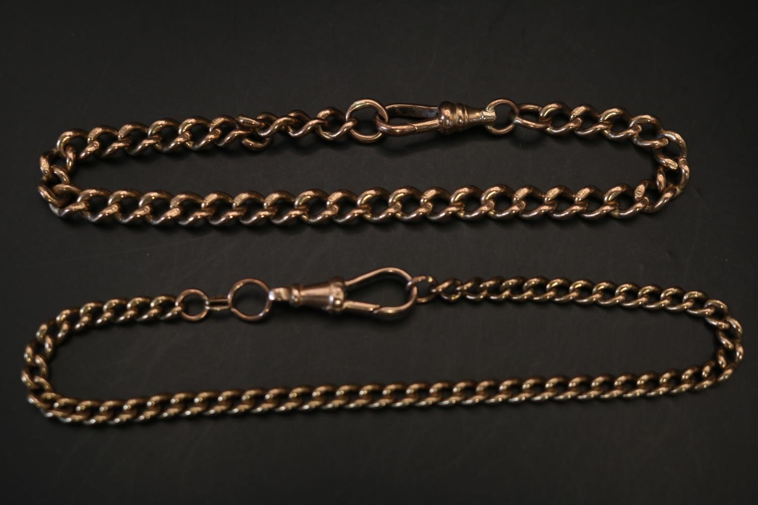 Matched pair of 9ct Gold watch chains with lobster clasps both 20cm in Length. 22.8g total weight - Bild 2 aus 2