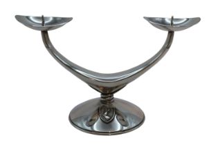 WWII German Third Reich Hermann Wilhelm Goring Silver 2 branch candlestick with Goring's crest.