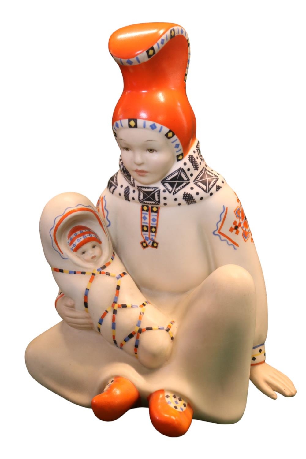 Lenci. Lapp Motherhood Polychrome Figure by Paola Bologna for Lenci. Made in Italy Torino