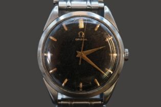 Omega Seamaster 17 Jewel wristwatch with baton dial C.1956 reference 15198218 with mechanical