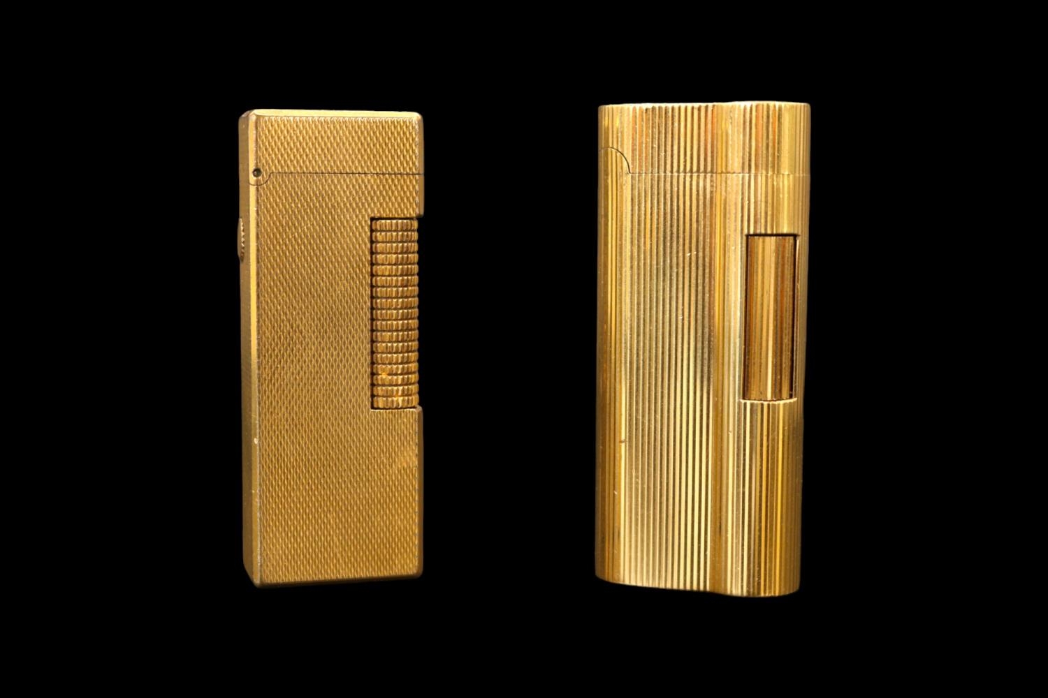 Dunhill: Gold Plated Dunhill S Type lighter 20 Microns C56589 & Another Gold Plated Dunhill