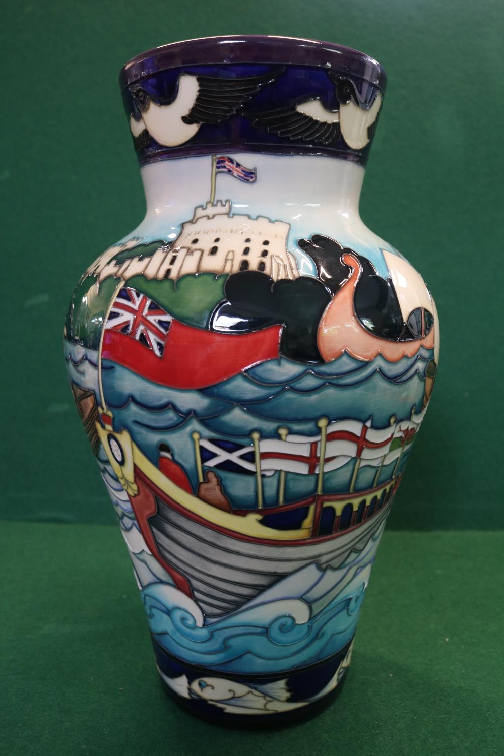 Large Moorcroft Trial Piece by Emma Bossons dated 2015 depicting Windsor Castle and Flotilla bearing - Image 2 of 3