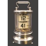 Antique Junghans Plato Silver flip clock of cylindrical form Birmingham 1905 by Charles S Green & Co