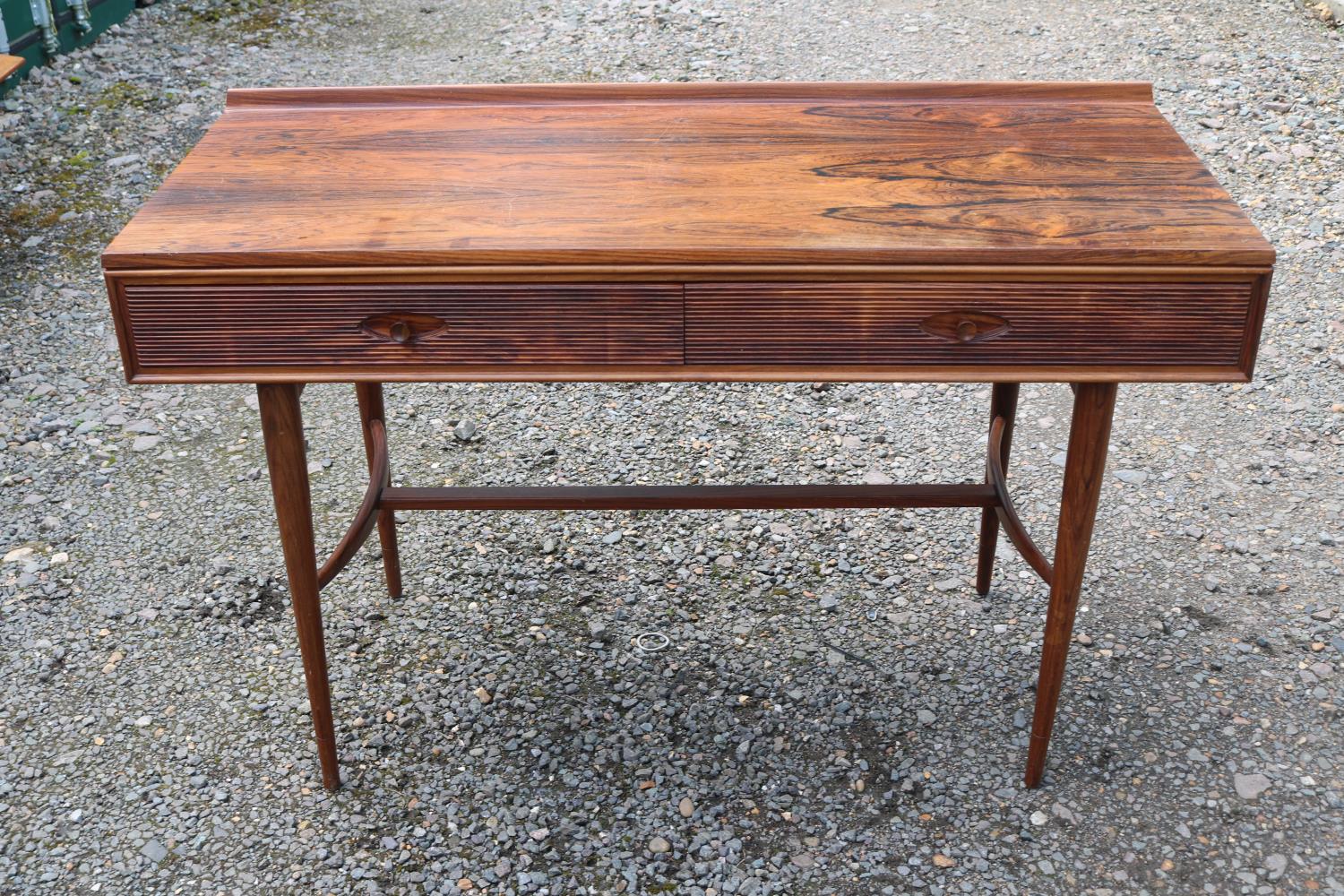 Robert Heritage for Archie Shine Console table Rosewood veneered 2 drawer with textured drawers over - Image 2 of 3