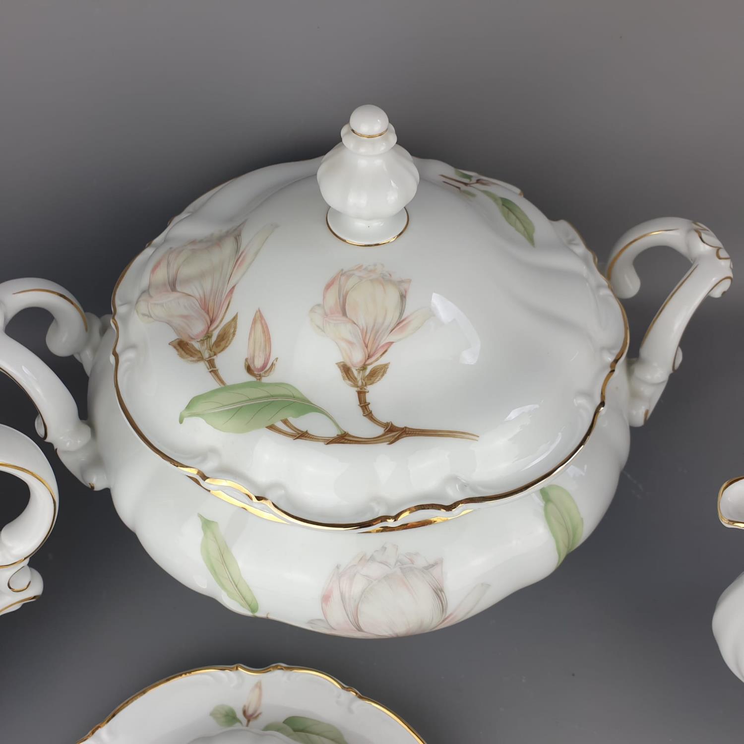 Extensive Hutschenreuther of Germany Magnolia Pattern Sylvia Shape Floral Dinner service marked - Image 7 of 10