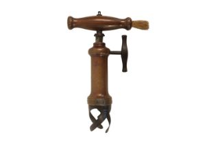 Very Rare Lund's Bottle Grip 1838 Patent No.7761 Turned wooden handle with brush, Corkscrew
