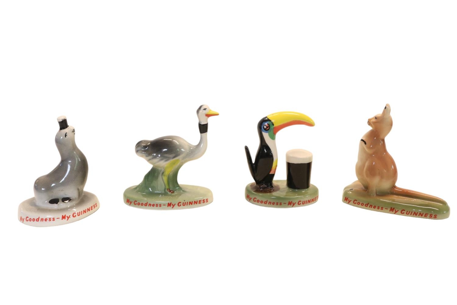 Set of 4 Guinness Carlton Ware figures to include Toucan, Seal, Ostrich and Kangaroo 10cm in Height