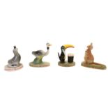 Set of 4 Guinness Carlton Ware figures to include Toucan, Seal, Ostrich and Kangaroo 10cm in Height