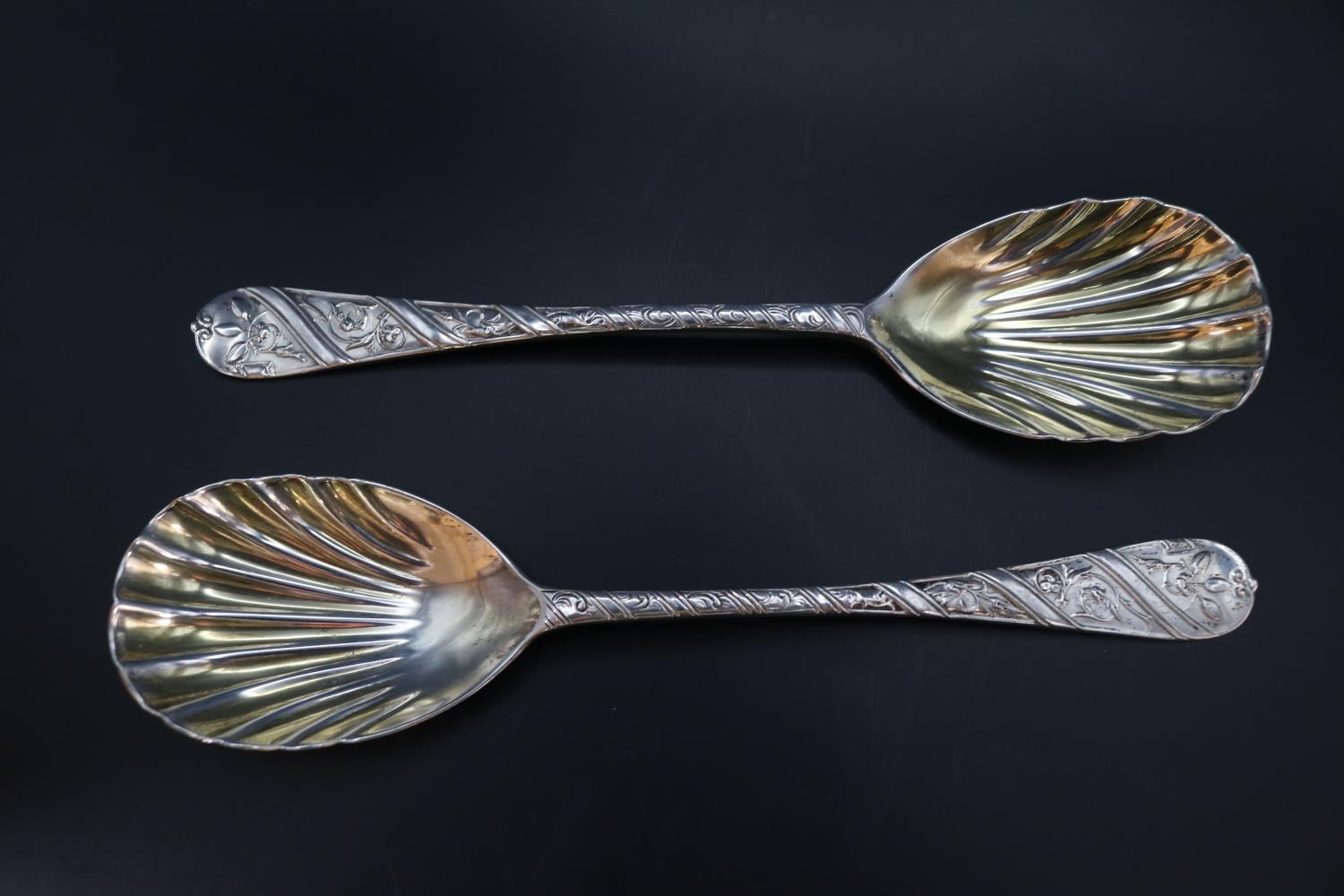 Collection of 19thC Silver & other Spoons to include a set of 4 Silver Plated Gilt fruit decorated - Bild 4 aus 9