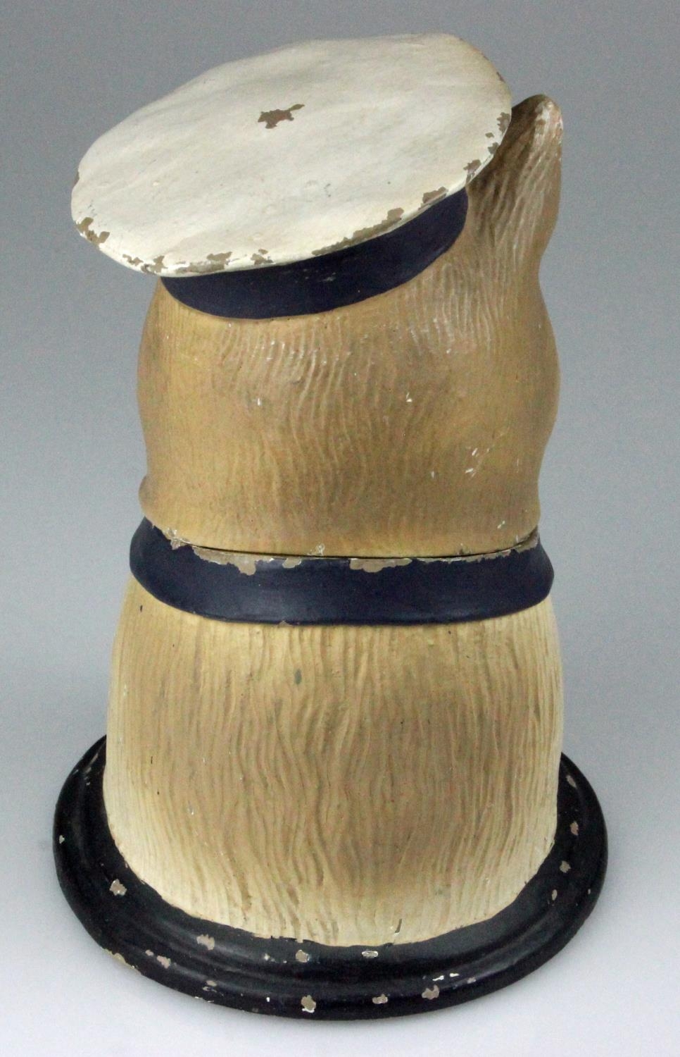 RARE Victorian Hand Painted Syroco Jar in form of a Cat in Sailors Outfit. Detailed modeling of - Bild 3 aus 6