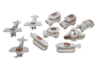 Collection of Military Cambridge Crested China to include Aeroplanes, Ambulances, Zeppelins,