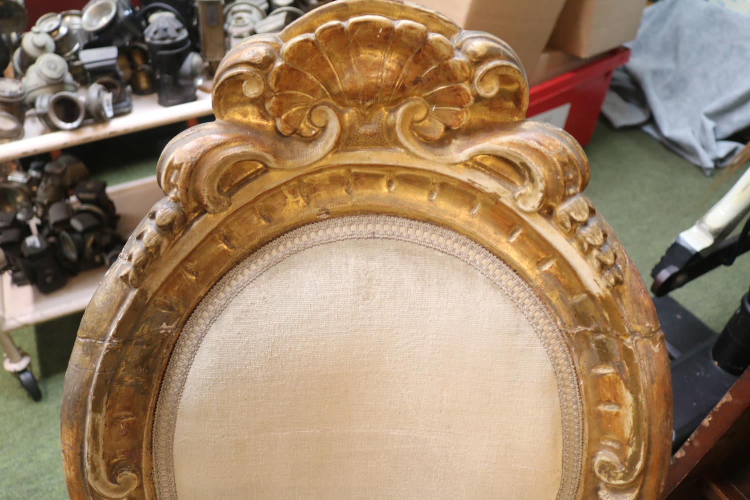 Early 19thC Italian Gilded Gesso Chair with upholstered back and seat with spoon back. Ippolito - Image 3 of 5