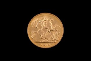 George V 1913 Gold Half Sovereign. Benedetto Pistrucci engravers mark. 3.98g total weight