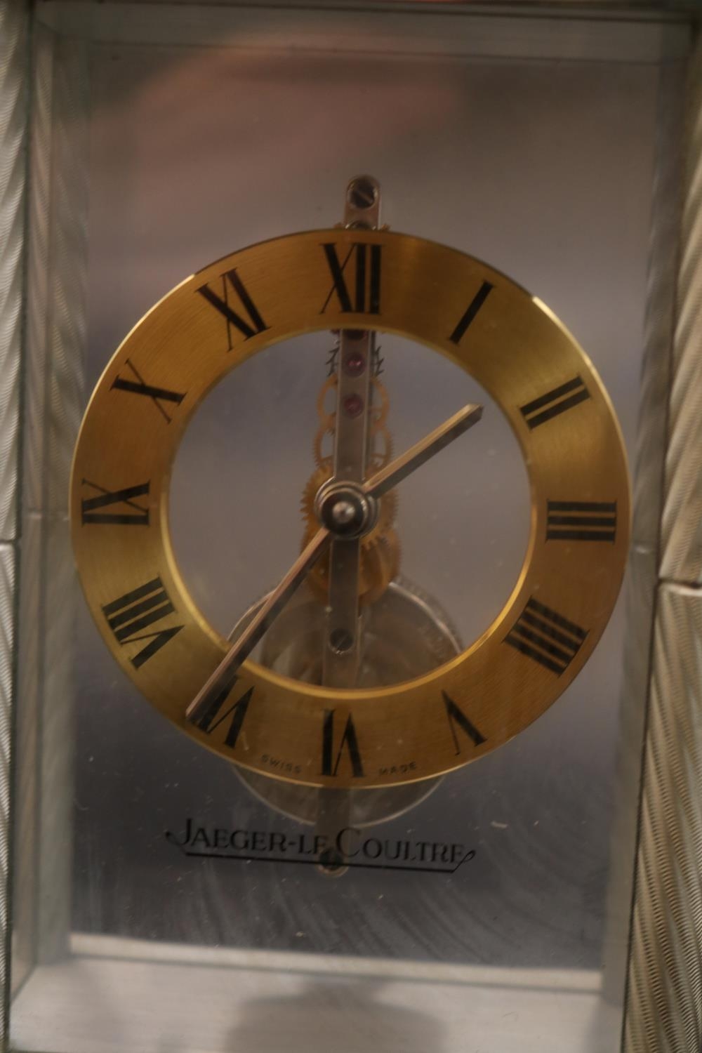 Jaeger LeCoultre skeleton carriage clock in original travel case, circa 1988, with Swiss movement ( - Image 4 of 5