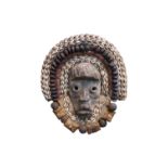 African Tribal Mask decorated with Cowrie shells and Nuts possibly Western Africa. 45cm in Height