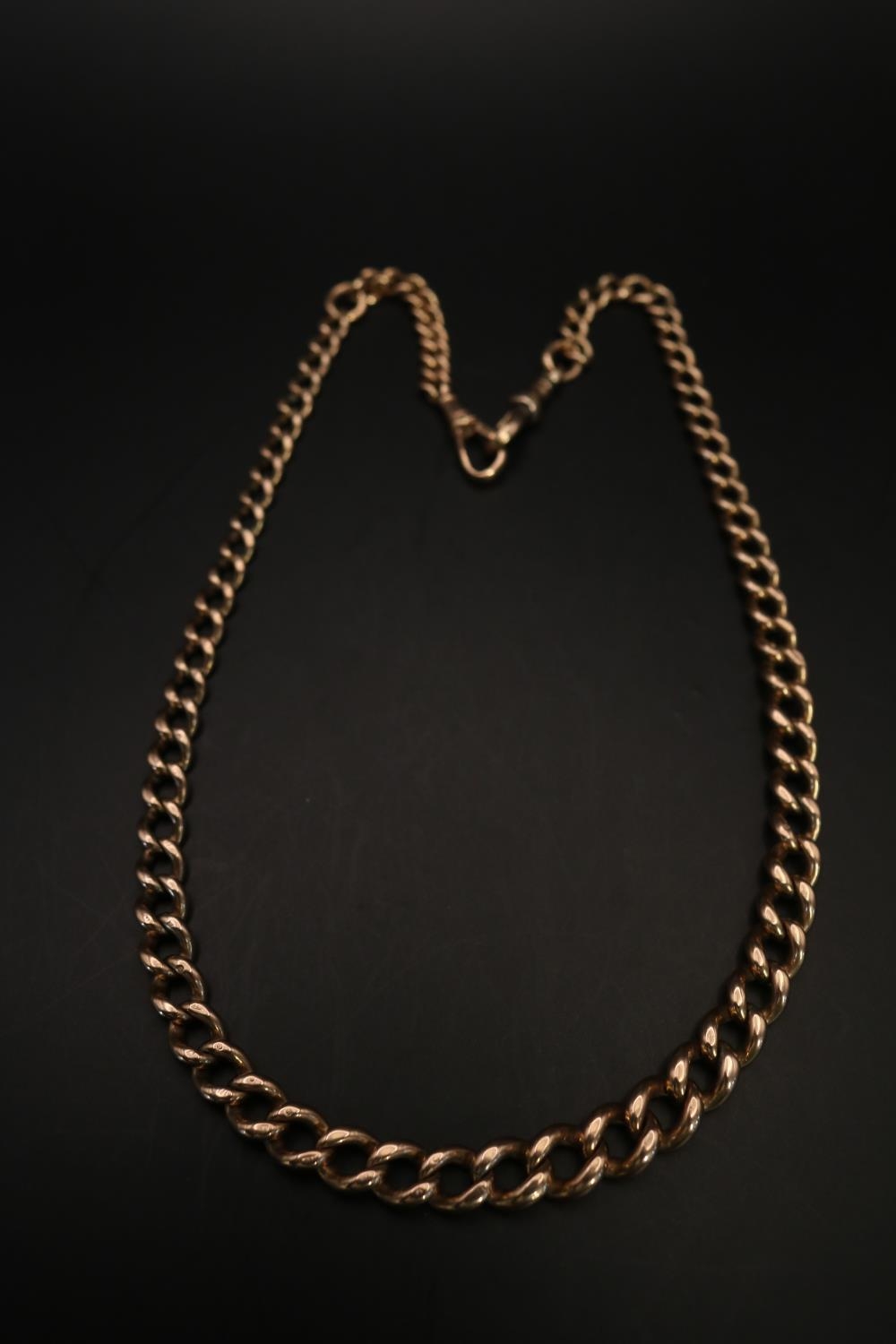 Late 19thC Rose Gold Graduated watch chain necklace with lobster clasp fittings 44cm in Length. - Bild 2 aus 2