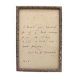 Winston Churchill Signed House of Commons embossed letter of thanks dated 1945 framed and glazed. 12