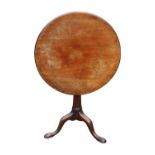 Georgian Mahogany tilt top table with Birdcage pillar support over simple flared stem and tripod