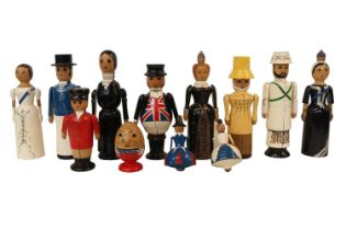 Robin & Nell Dale Regional and Nativity collection wooden toys to include Humpty Dumpty, Queen