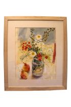 Elaine Pamphilon B.1948. Still Life Mixed Media entitled 'Patsy's Bouquet'. Gallery Label to