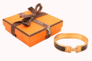 Hermes Paris, Clic H bracelet with original ribbon & iconic orange coloured box and papers