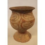 Ban Chiang Thai Ceramic Middle Period 900 - 300 BC. Vase of Ovoid form with flared base with two