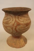 Ban Chiang Thai Ceramic Middle Period 900 - 300 BC. Vase of Ovoid form with flared base with two