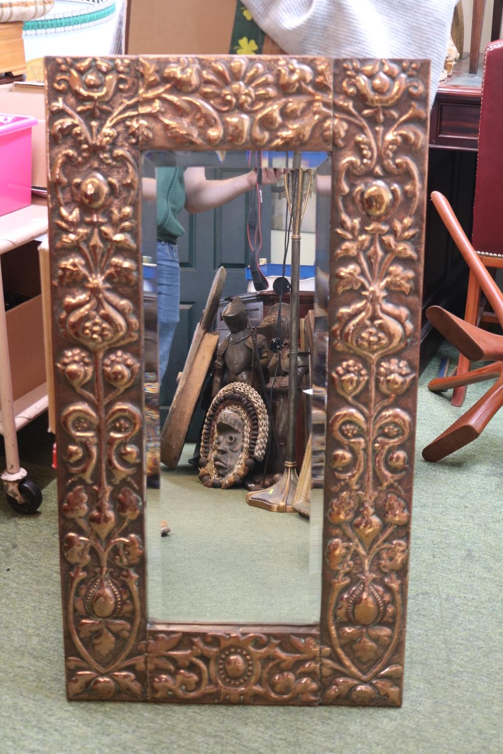 Arts & Crafts (Newlyn School) Rectangular Copper framed mirror after John Pearson - Image 2 of 4