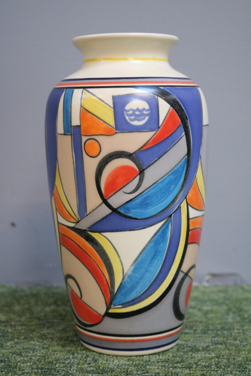 Poole Pottery Geometric Art Deco design vase signed by Karen Brown dated 1999. 21cm in Height - Image 2 of 4