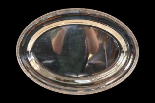 Large Sterling Silver Peruvian Oval Platter marked Camusso Made in Peru. 870g total weight. 49cm
