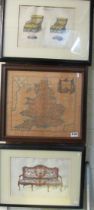 A map print of England and other pictures