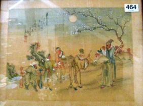 A Chinese painting figures greeting each other