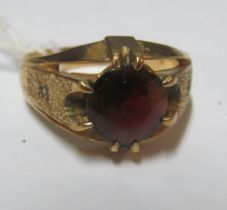 A 9ct gent's ring set red stone, size X/Y 6.3g